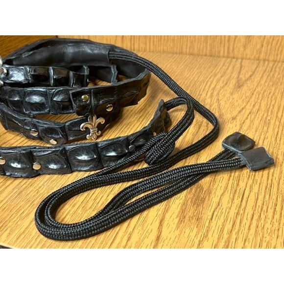 Women ALLIGATOR CROCODILE Wrap around Black Belt 74\
